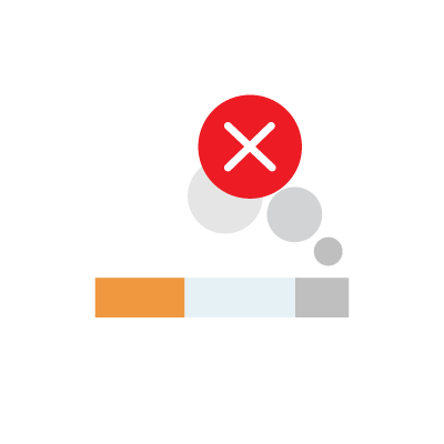 Илюстрация с червен знак за забрана върху цигари, символизираща отказ от тютюнопушене за здравословен живот.